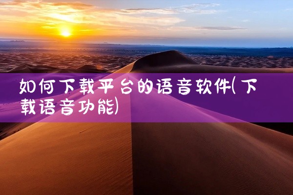 如何下载平台的语音软件