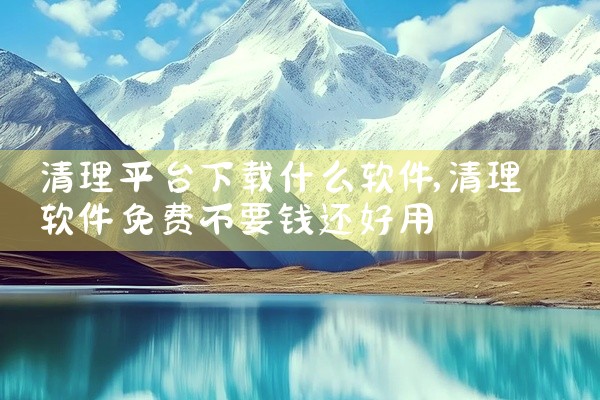 清理平台下载什么软件