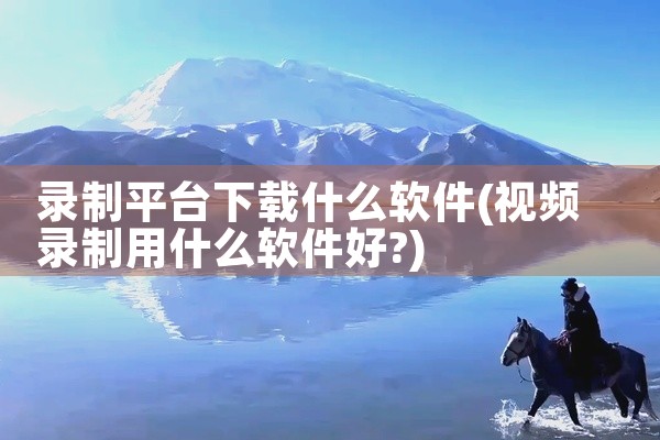 录制平台下载什么软件